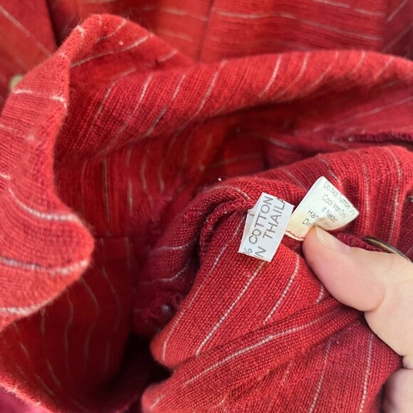 Yasuko Kurisaka Womens‎ Red Lagenlook Striped Button-Up Jacket- L - Picture 9 of 9